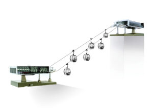 Seilbahn D-Line + 6 Omega V, weiß/grau 1:87