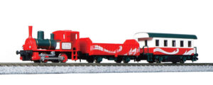 Christmas Train with steam locomotive and two passenger coaches