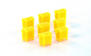 Set of 8 waste garbage cans, large, yellow