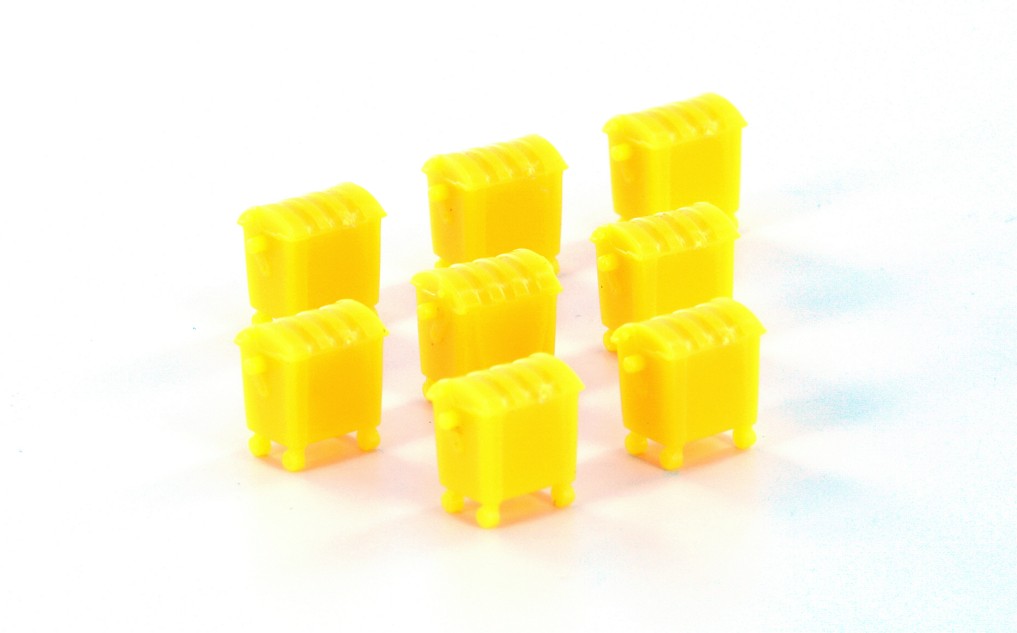 8er Set Mülltonnen, groß, gelb