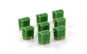 Set of 8 waste garbage cans, large, green