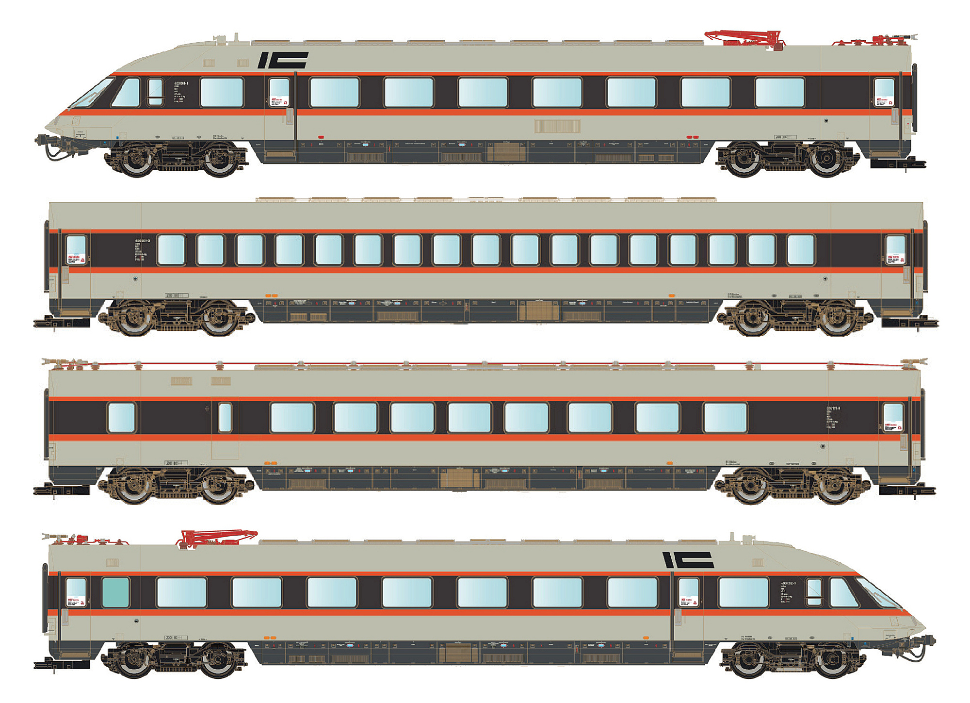Multiple unit ET 403, 4-car. DB, Ep.IVa, IC, AC