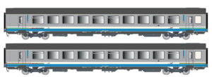 Set of 2 passenger coaches VTU SNCF, Ep.V, TER Rhone-Alpes