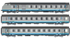 3er Set Personenwagen VU+VTU SNCF, Ep.V, TER RA, AC