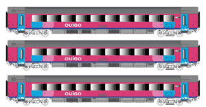 Set of 3 passenger coaches I11 (A+B+B) OUIGO, Ep.VI, AC