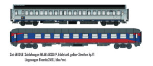 2pcs. Set WLAB AB30/P Inox -ge. Streifen TRI/Bvcmbz blau/rot