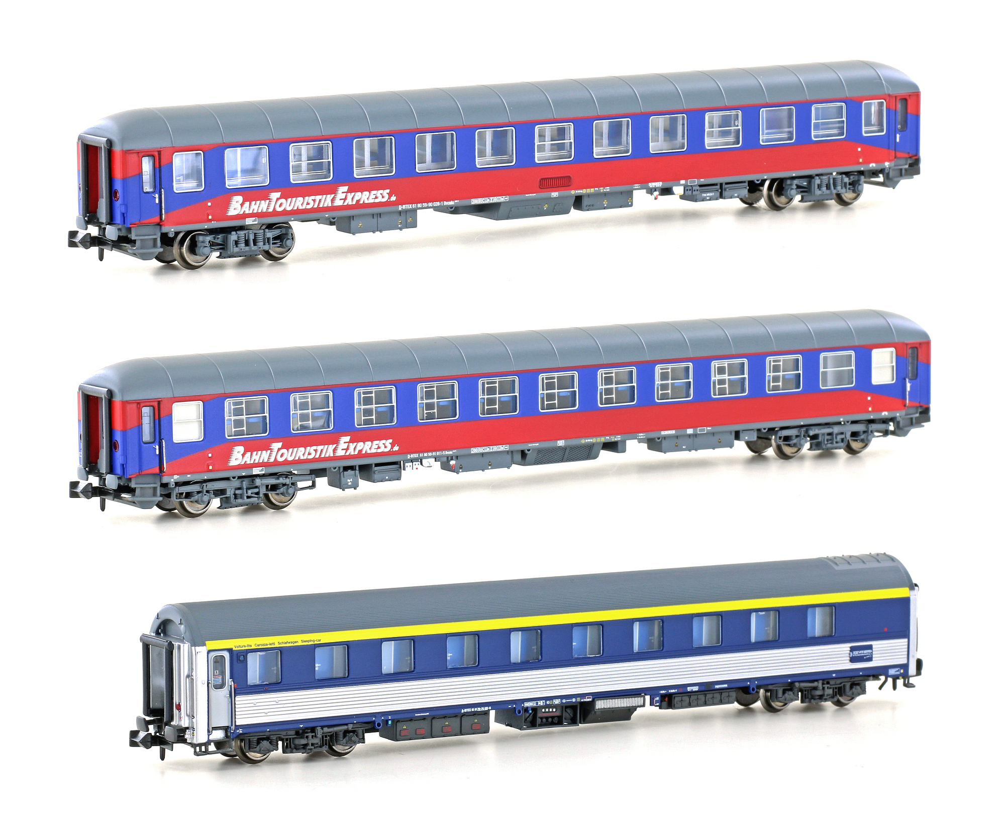 Set of 3 night train coaches AB30+Bvcmz+Bvcmbz BTE, Ep.VI