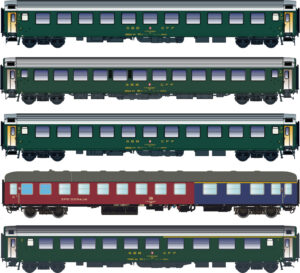 Set of 5 DB/SBB passenger coaches, Ep.IVa, D568