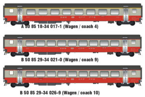 Set of 3 passenger coaches EW III SBB, Ep.IV, Swiss Express