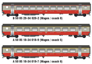 Set of 3 passenger coaches EW III SBB, Ep.IV, Swiss Express
