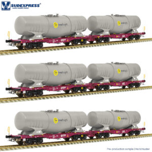 Set of 3 container wagons Sggrrs 80 InnoFreight, Ep.VI, Wassert
